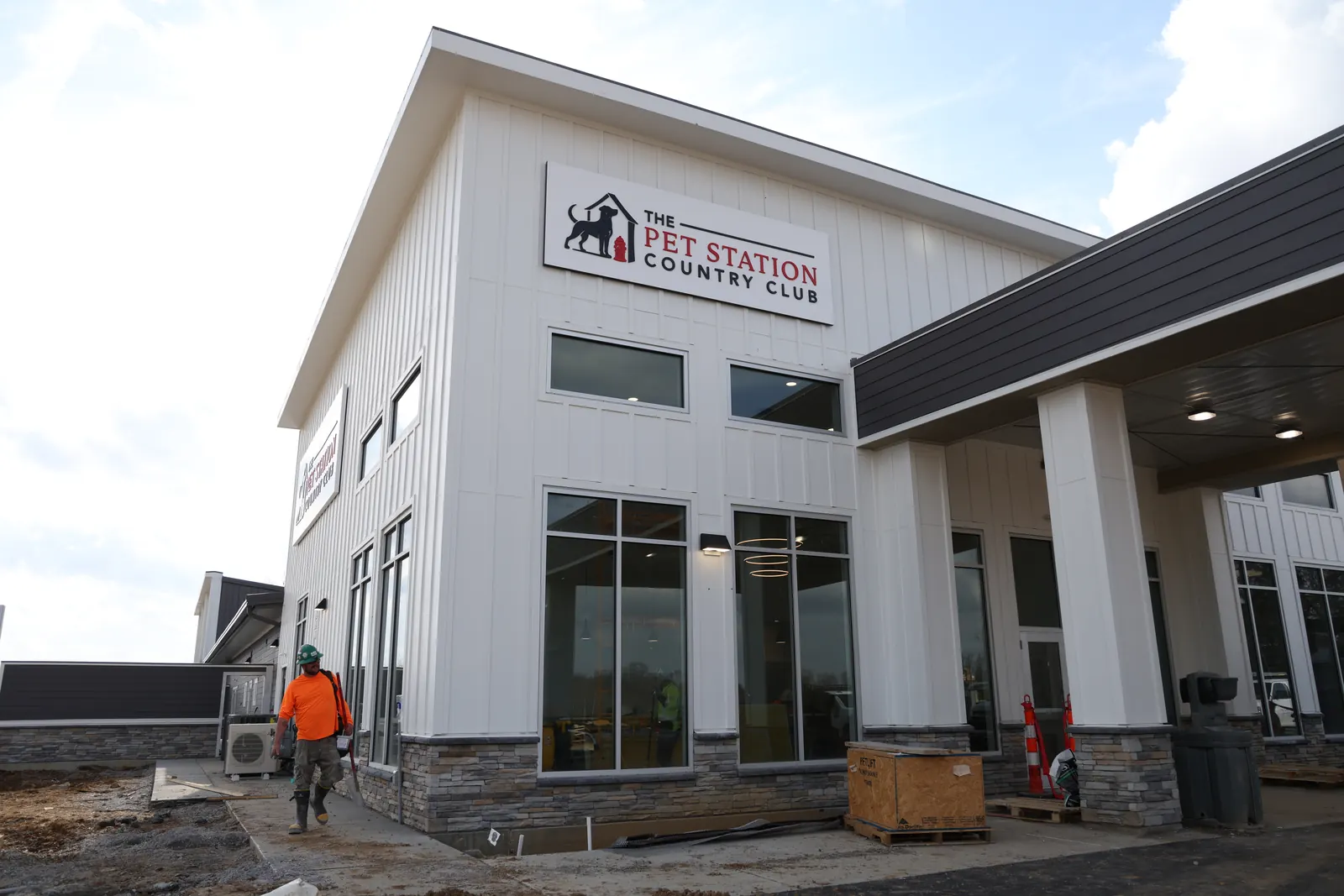 The Pet Station building with fiber cement siding